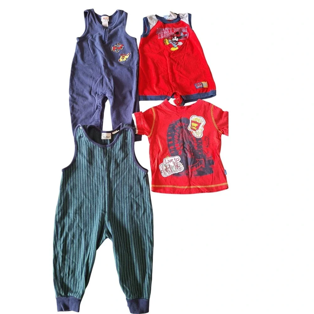 vintage lot 4 overalls Top (Carter's, L.L Been, Miniville,Disney) size 12-18m )
